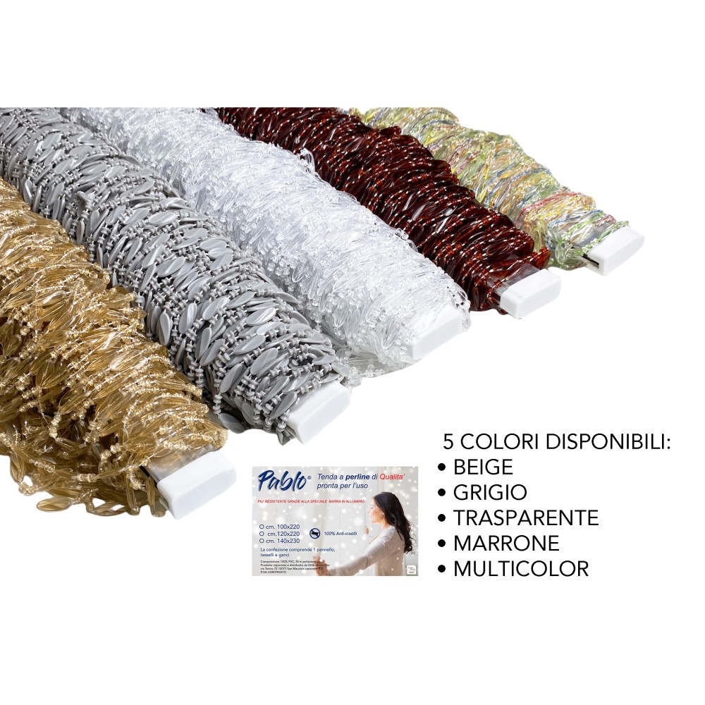 PABLO © TENT avec perles anti-insectes BEIGE en pvc anti-bruit avec tige METAL