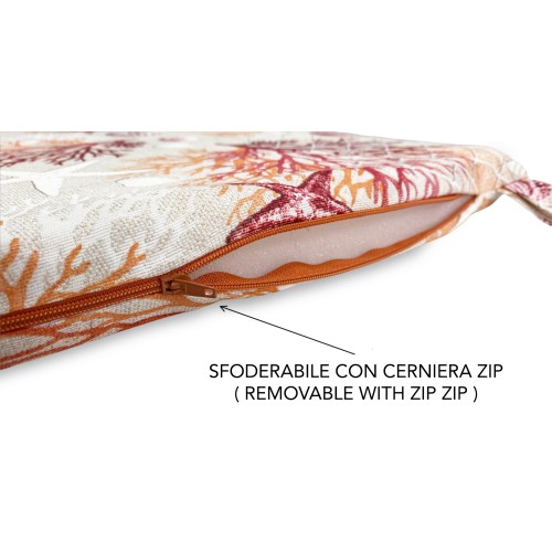 COPRISEDIA morbidone TESSUTO LONETA mare MARINO coralli ROSSO CUSCINO SEDIA