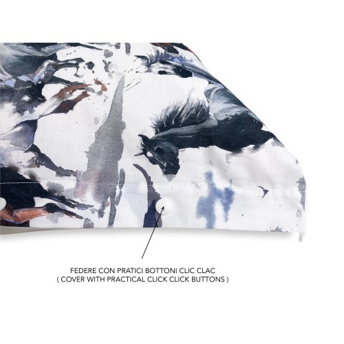 HORSE DUVET COVER Running horses in Pure cotton Made in Italy