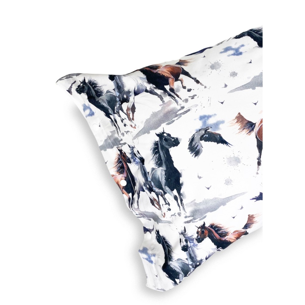 HORSE DUVET COVER Running horses in Pure cotton Made in Italy