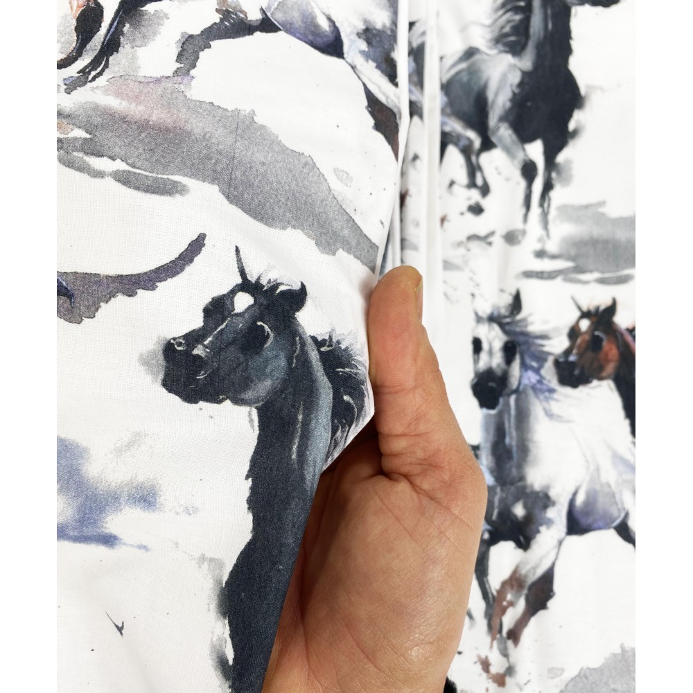 COPRIPIUMINO CAVALLO Cavalli in corsa in Puro cotone Made in Italy