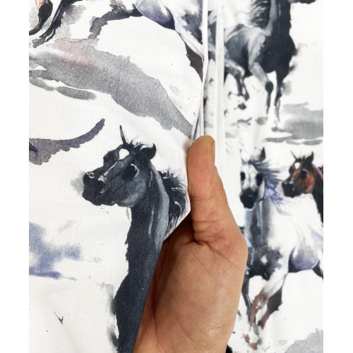 COPRIPIUMINO CAVALLO Cavalli in corsa in Puro cotone Made in Italy