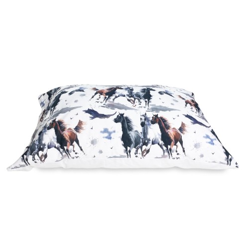 HORSE DUVET COVER Running horses in Pure cotton Made in Italy