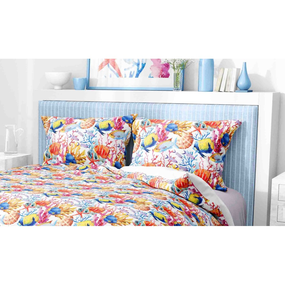 HOUSSE DE COUETTE AQUARIUM Poisson tropical en pur coton Fabriqué en