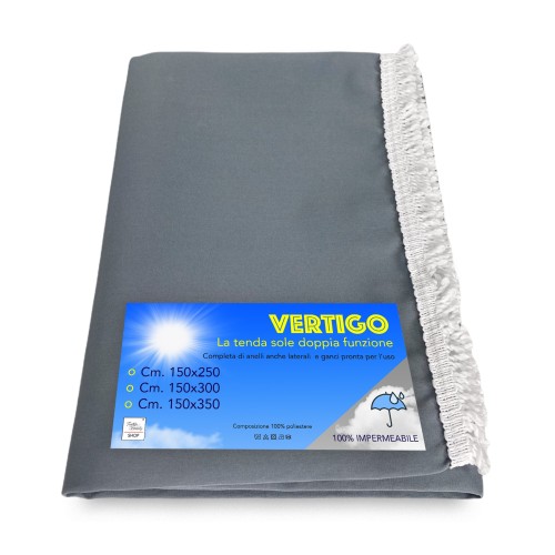 VERTIGO OUTDOOR AWNING GARDEN BALCONY GREY SOLID WATERPROOF AND WATER REPELLENT