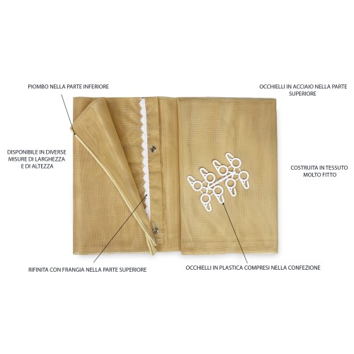 MARQUISETTE outdoor mosquito net curtain leaded in 8 different sizes plain BEIGE