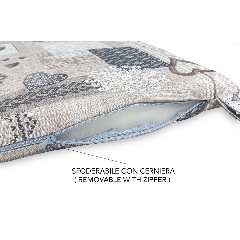 SOFT CHAIR COVER Tyrolean LONETA FABRIC SHABBY Beige CHAIR CUSHION with removable cover