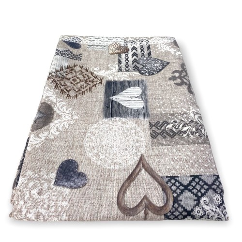 TELO ARREDO copritutto GRAN FOULARD COPRILETTO copridivano Tirolese SHABBY BEIGE