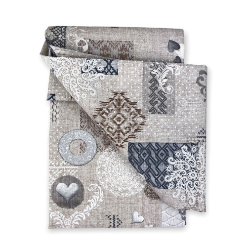 TELO ARREDO copritutto GRAN FOULARD COPRILETTO copridivano Tirolese SHABBY BEIGE