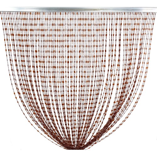 PABLO © CURTAIN with BROWN anti-insect beads in anti-noise PVC with METAL rod