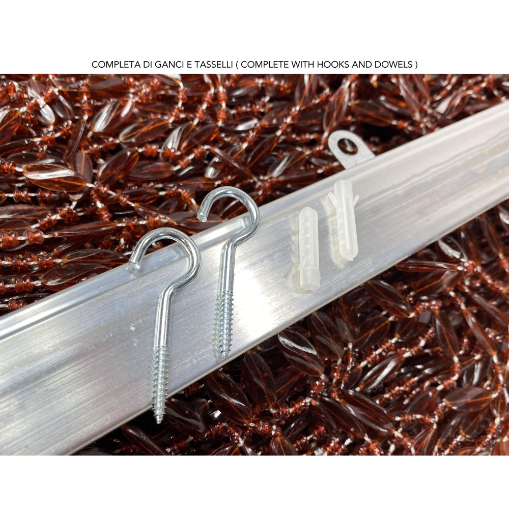 PABLO © CURTAIN with BROWN anti-insect beads in anti-noise PVC with METAL rod