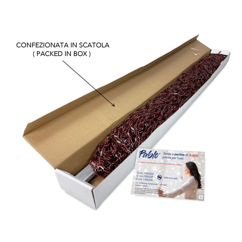 PABLO © CURTAIN with BROWN anti-insect beads in anti-noise PVC with METAL rod