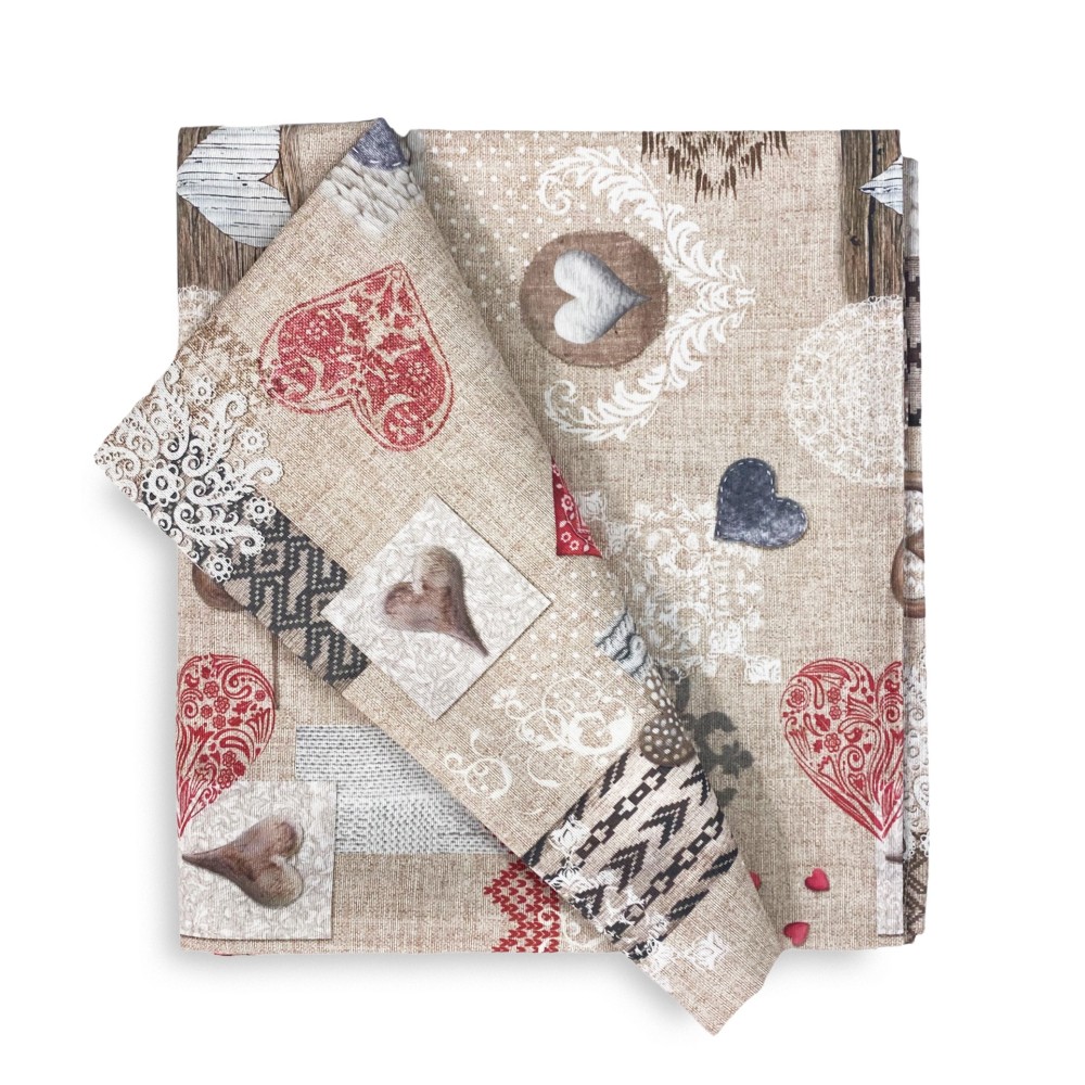 MANTEL ANTIMANCHAS TORINO RESINADO TIROLESA SHABBY ROJO