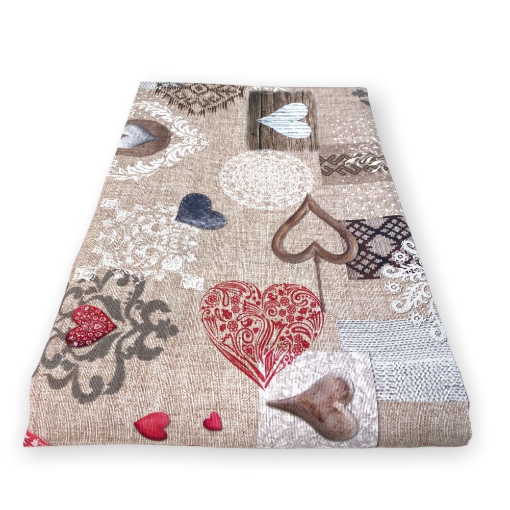 MANTEL ANTIMANCHAS TORINO RESINADO TIROLESA SHABBY ROJO
