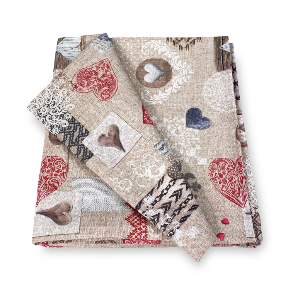 COTTON TISCHDECKE Tiroler Design SHABBY Red made in Italy