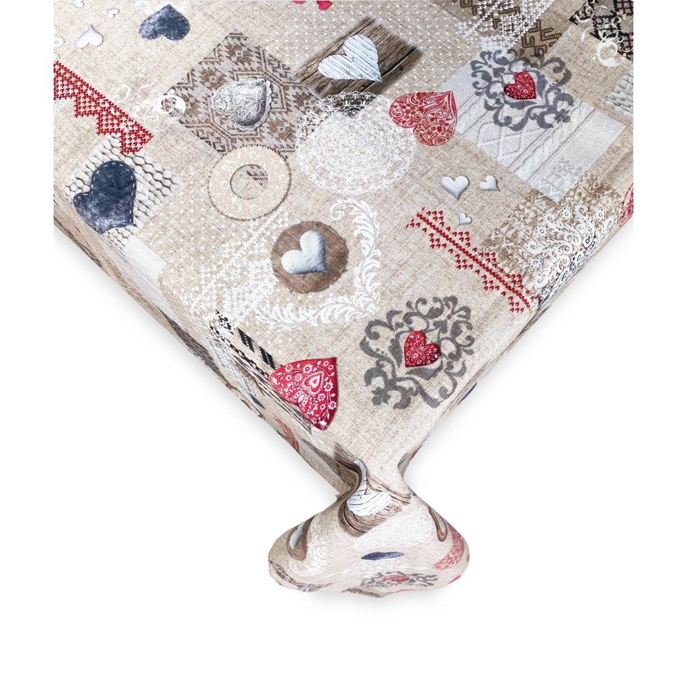 TOVAGLIA in COTONE disegno Tirolese SHABBY Rosso made in Italy