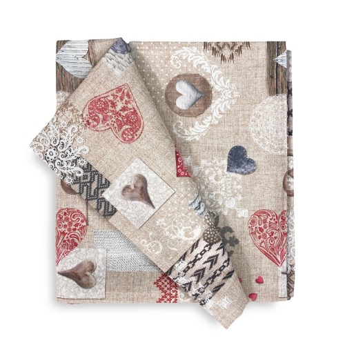 NAPPE EN COTON Design tyrolien SHABBY Rouge fabriqué en Italie