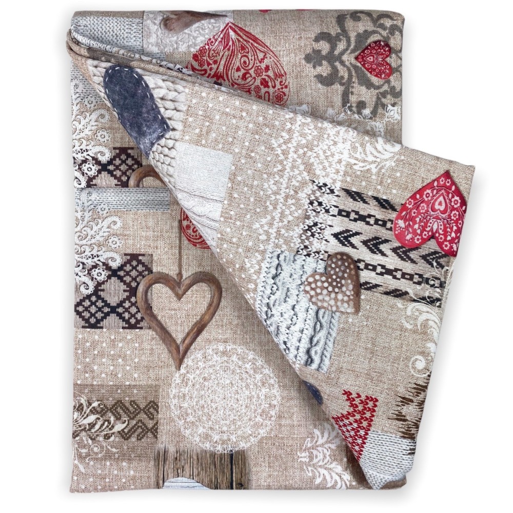 NAPPE EN COTON Design tyrolien SHABBY Rouge fabriqué en Italie