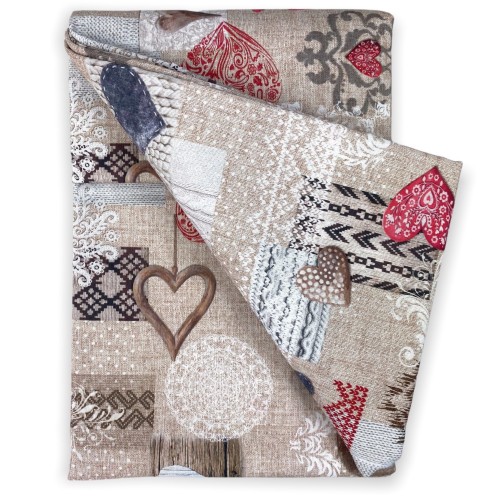 NAPPE EN COTON Design tyrolien SHABBY Rouge fabriqué en Italie