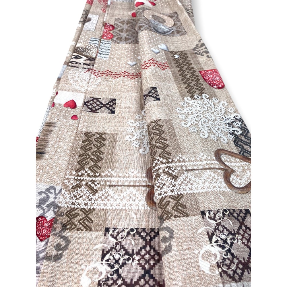 MANTEL DE ALGODÓN Diseño tirolés SHABBY Rojo hecho en Italia