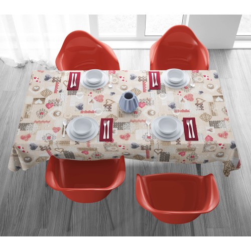 COTTON TISCHDECKE Tiroler Design SHABBY Red made in Italy