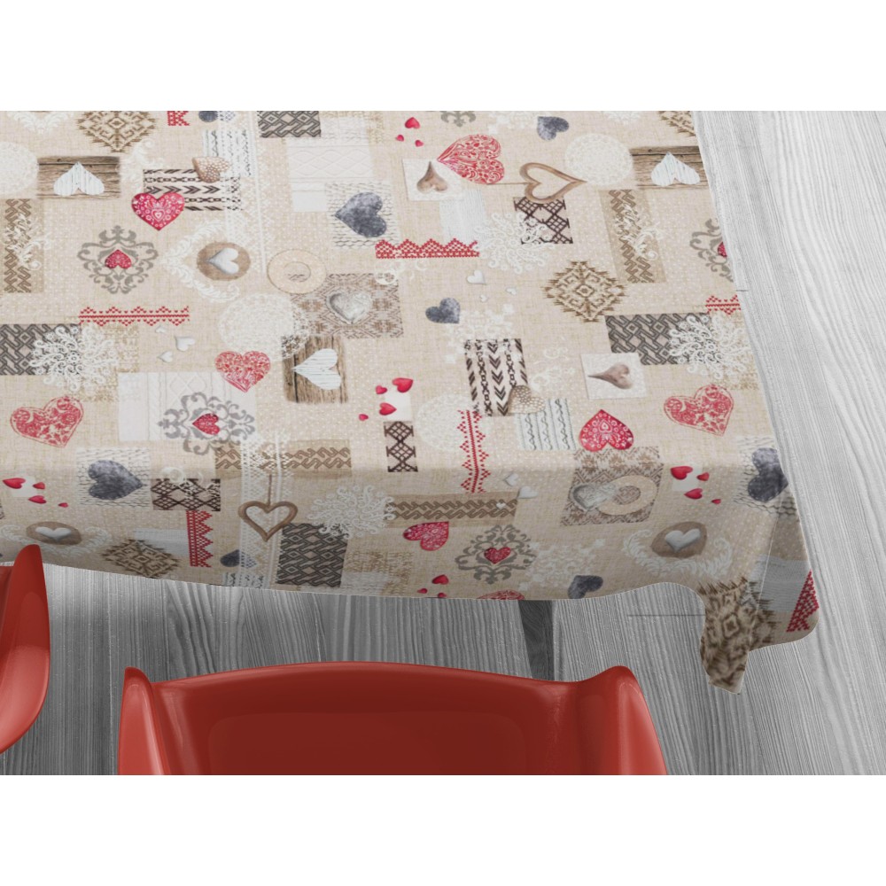 COTTON TISCHDECKE Tiroler Design SHABBY Red made in Italy