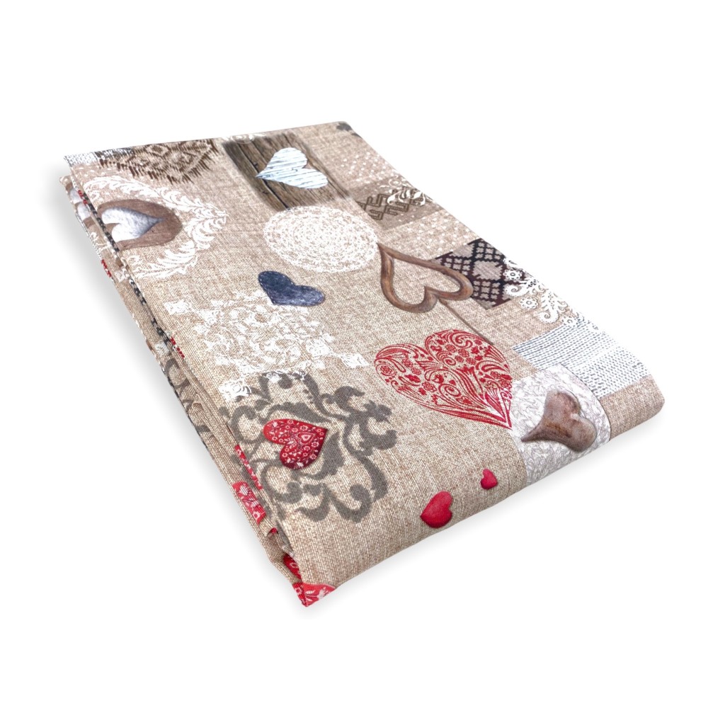 NAPPE EN COTON Design tyrolien SHABBY Rouge fabriqué en Italie