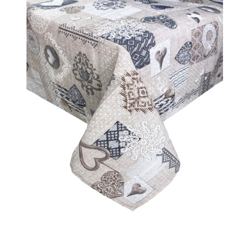 TOVAGLIA in COTONE disegno Tirolese SHABBY Beige made in Italy