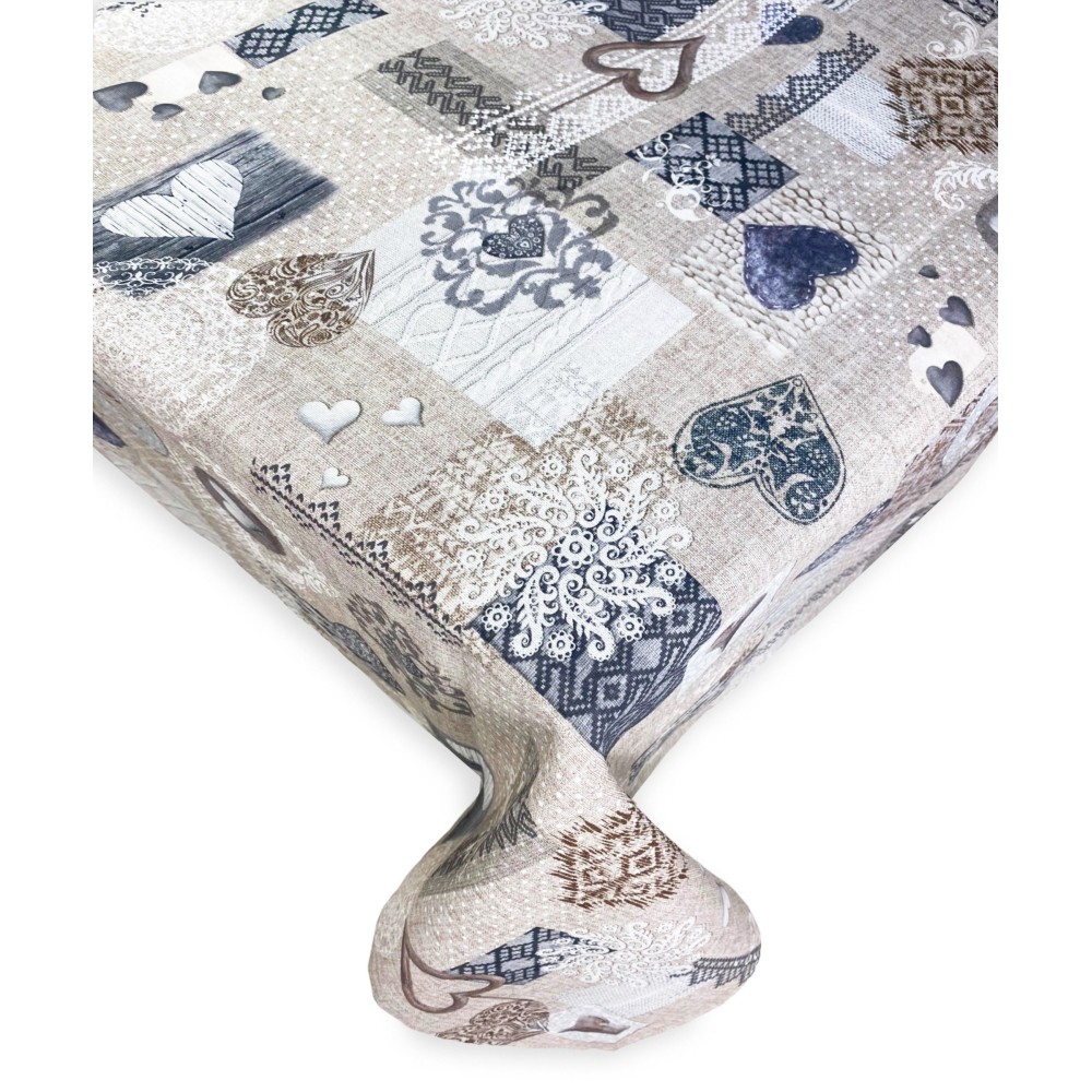 BAUMWOLLE TISCHDECKE Tiroler Design SHABBY Beige made in Italy