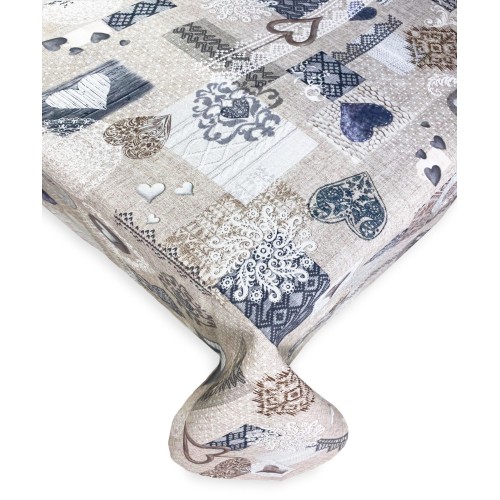 BAUMWOLLE TISCHDECKE Tiroler Design SHABBY Beige made in Italy