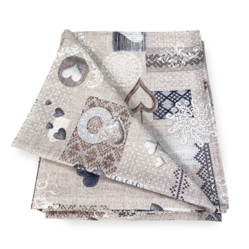 BAUMWOLLE TISCHDECKE Tiroler Design SHABBY Beige made in Italy