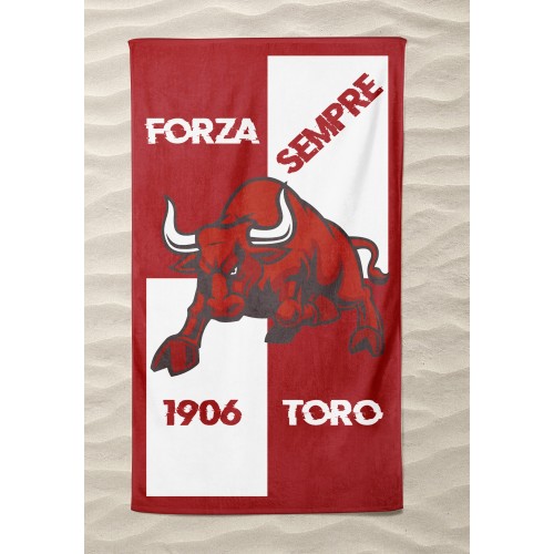 FORZA TORO SPORT BEACH TOWEL large size cm. 90 X 170 and postcard TURIN HAS BEEN and will remain GRANATA