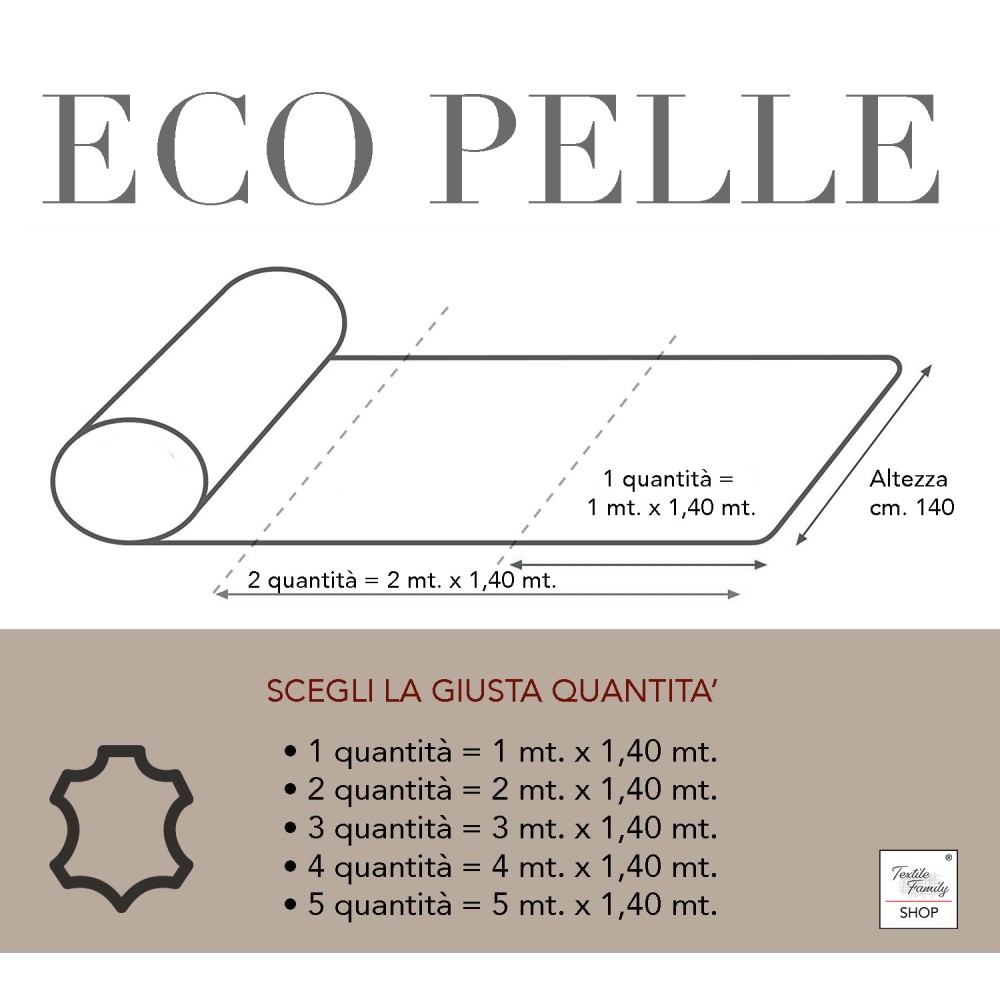 FABRIC mètre en IMITATION CUIR FLORENCE cuir similaire ECO cuir hauteur cm. 140 Skai