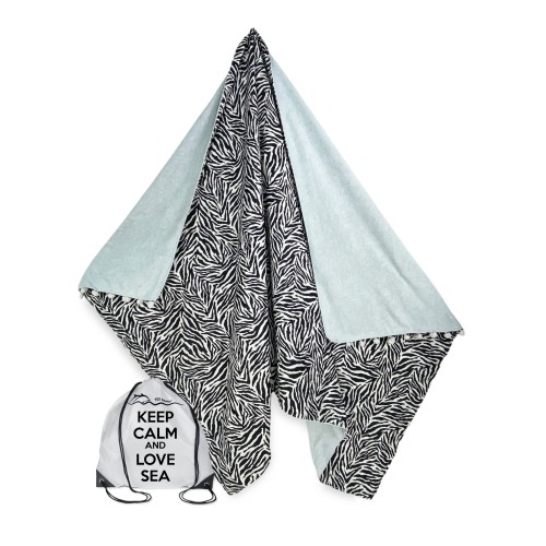 TELO mare doppio KIKOY Zebrato in COTONE e in SPUGNA con ZAINO KEEP