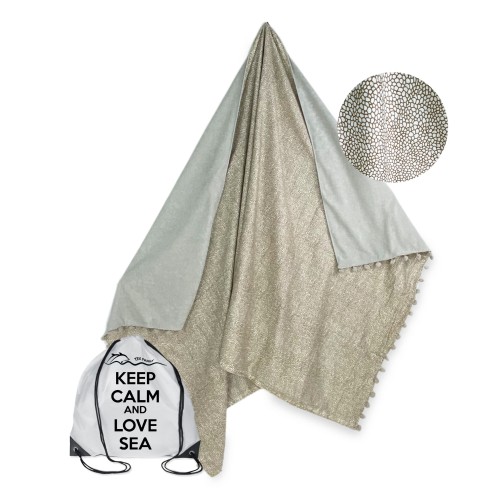 DOUBLE SERVIETTE DE PLAGE KIKOY Boy Beige en COTON et ÉPONGE avec KEEP BACKPACK