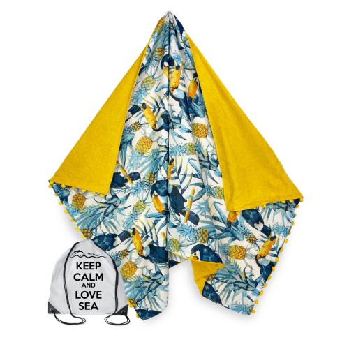 KIKOY Tucano Yellow double beach towel in COTTON and TERRY TOWEL with KEEP BACKPACK