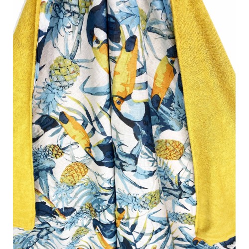 KIKOY Tucano Gelbes doppeltes Strandtuch aus BAUMWOLLE und FROTTEE mit KEEP BACKPACK