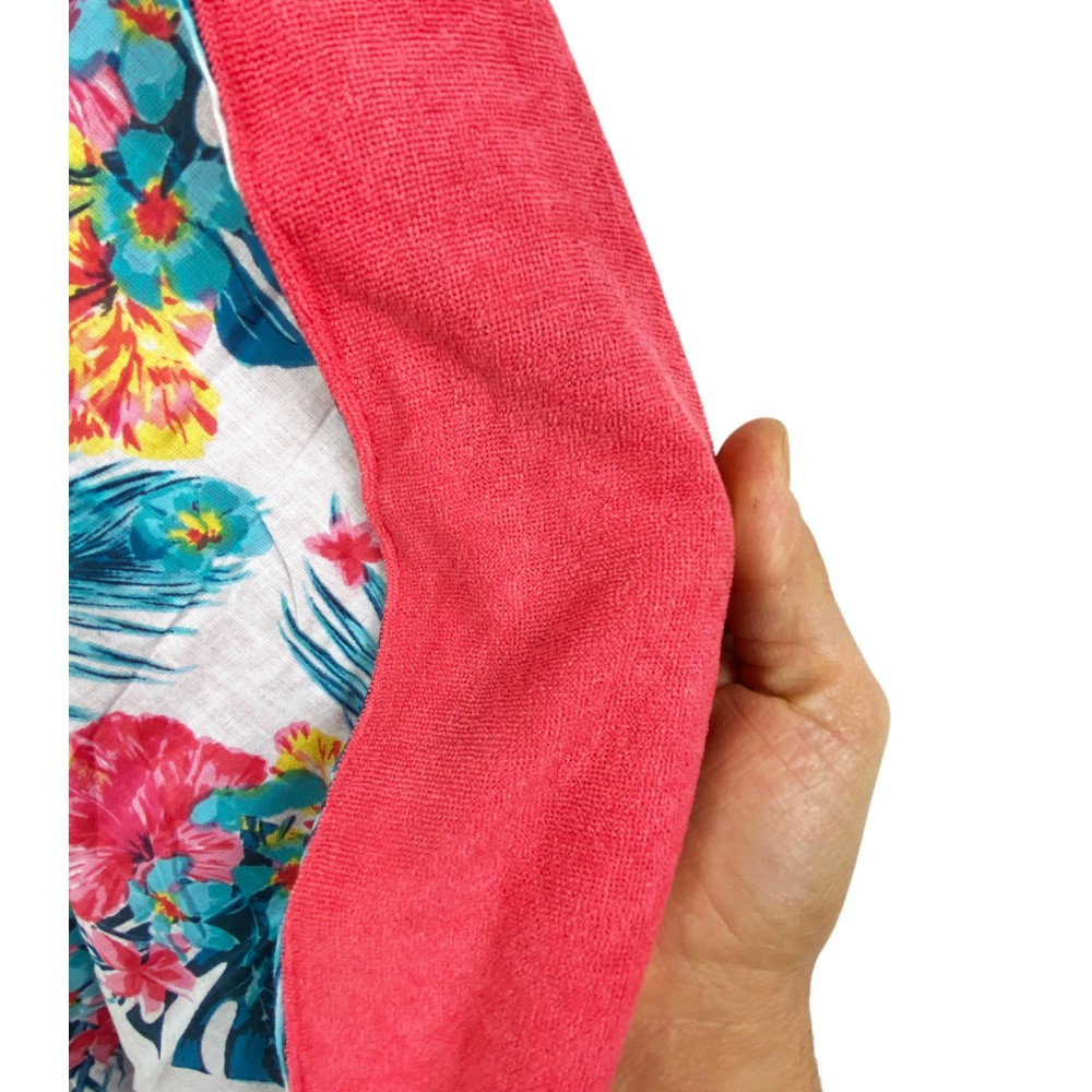 KIKOY Tropical Pink double beach towel in COTTON and TERRY TOWEL with KEEP BACKPACK
