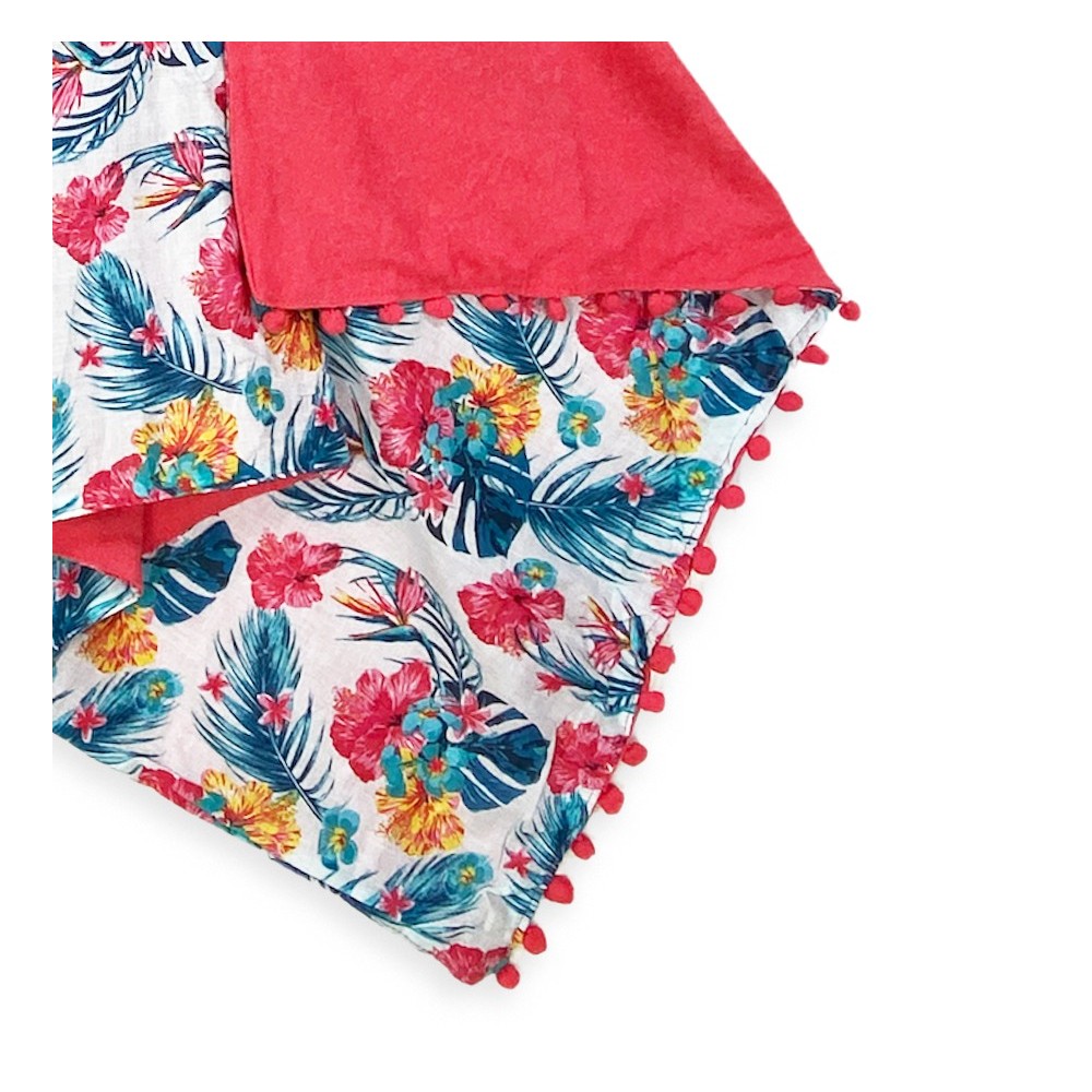 DOUBLE SERVIETTE DE PLAGE KIKOY Tropical Pink en COTON et ÉPONGE avec SAC À DOS KEEP