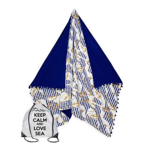 Double beach towel KIKOY Ancora Oro in COTTON and TERRY TOWEL with KEEP BACKPACK