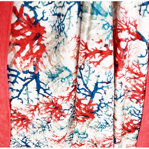 DOUBLE SERVIETTE DE PLAGE KIKOY Coral Blue et Rose en COTON et ÉPONGE avec KEEP BACKPACK