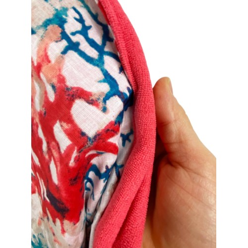 KIKOY Toalla de Playa Doble Azul y Rosa Coral en ALGODÓN y TOALLA DE RIZO con MOCHILA KEEP