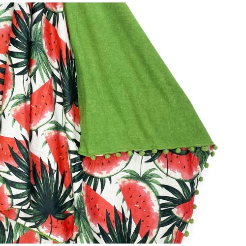 KIKOY Green Watermelon Doppeltes Strandtuch aus BAUMWOLLE und FROTTEE mit KEEP BACKPACK