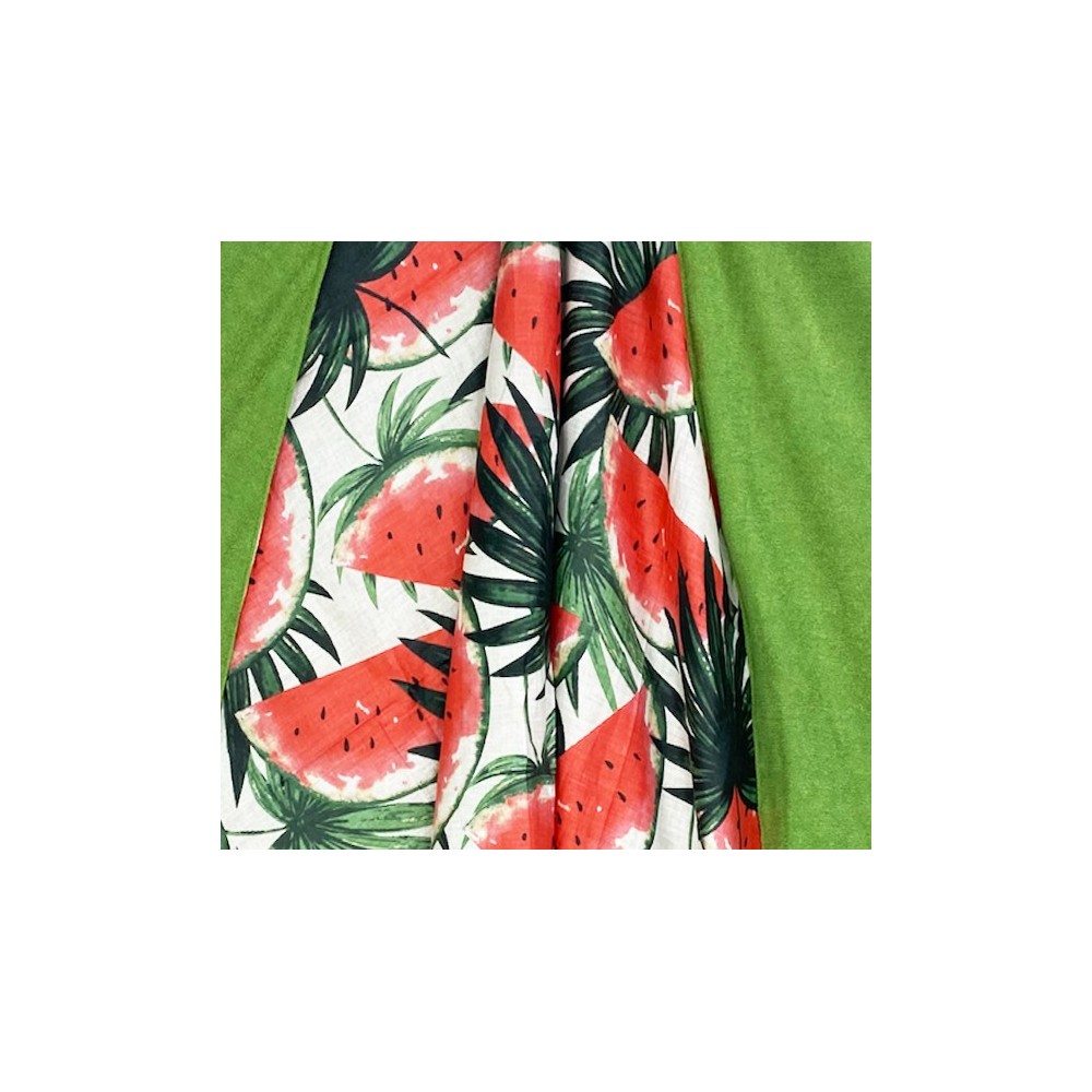 KIKOY Green Watermelon double beach towel in COTTON and TERRY TOWEL with KEEP BACKPACK