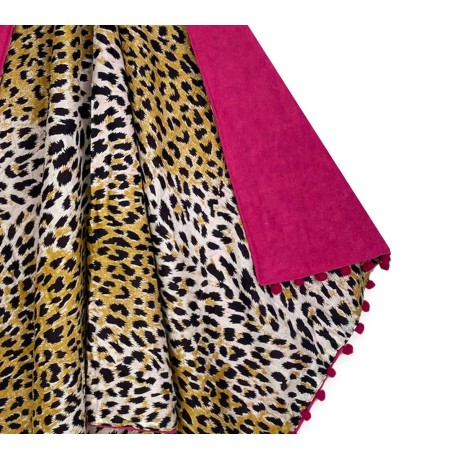 Leopard beach towel in terry cloth and cotton