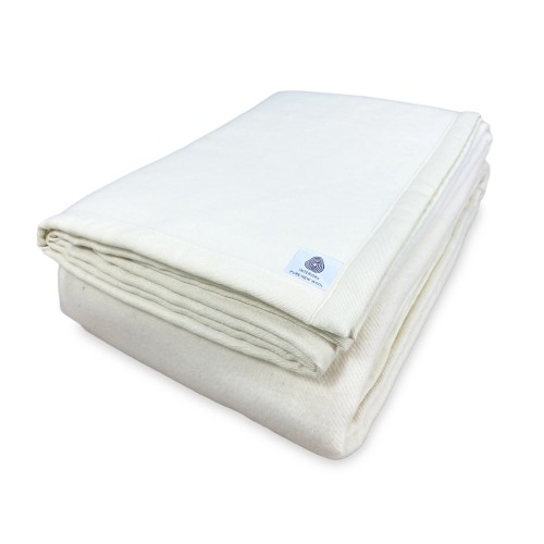 LIGHT SPRING SUMMER BLANKET IN MERINO WOOL FINE SUMMER double 2 SQUARES Natural