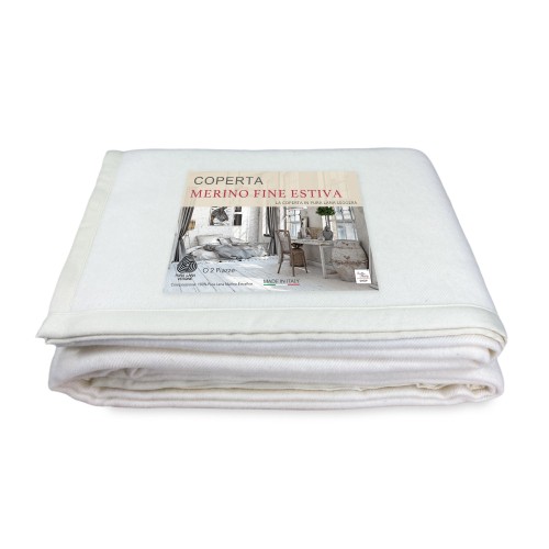COPERTA leggera PRIMAVERILE estiva IN LANA MERINO FINE SUMMER matrimoniale 2 PIAZZE Naturale