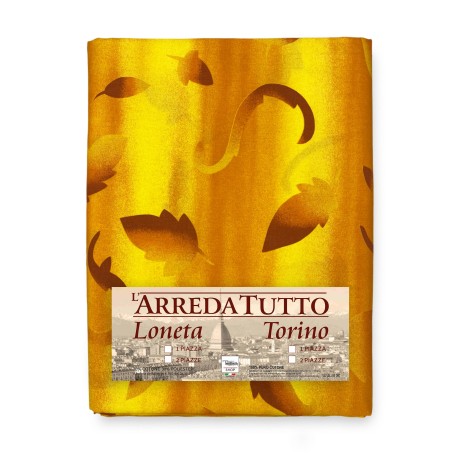 yellow leaf printed fabric on a gradient background