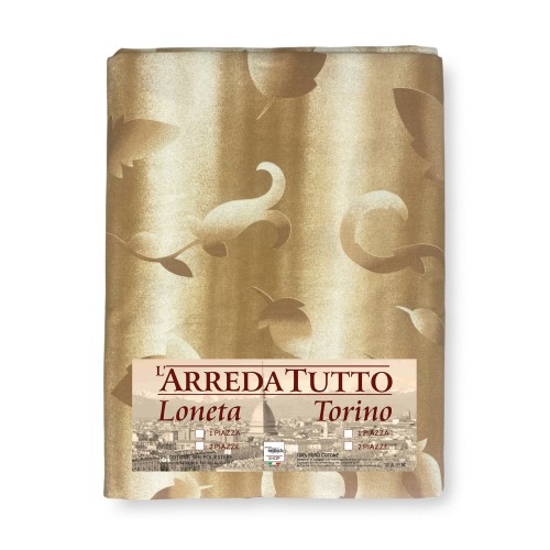 TELO ARREDO copritutto GRAN FOULARD copriletto COPRIDIVANO tessuto FOGLIA BEIGE