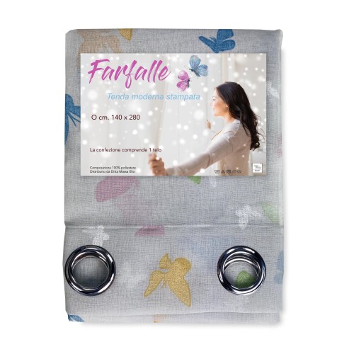 TENTE MODERNE PAPILLONS Gris cm. 140X280 emballé